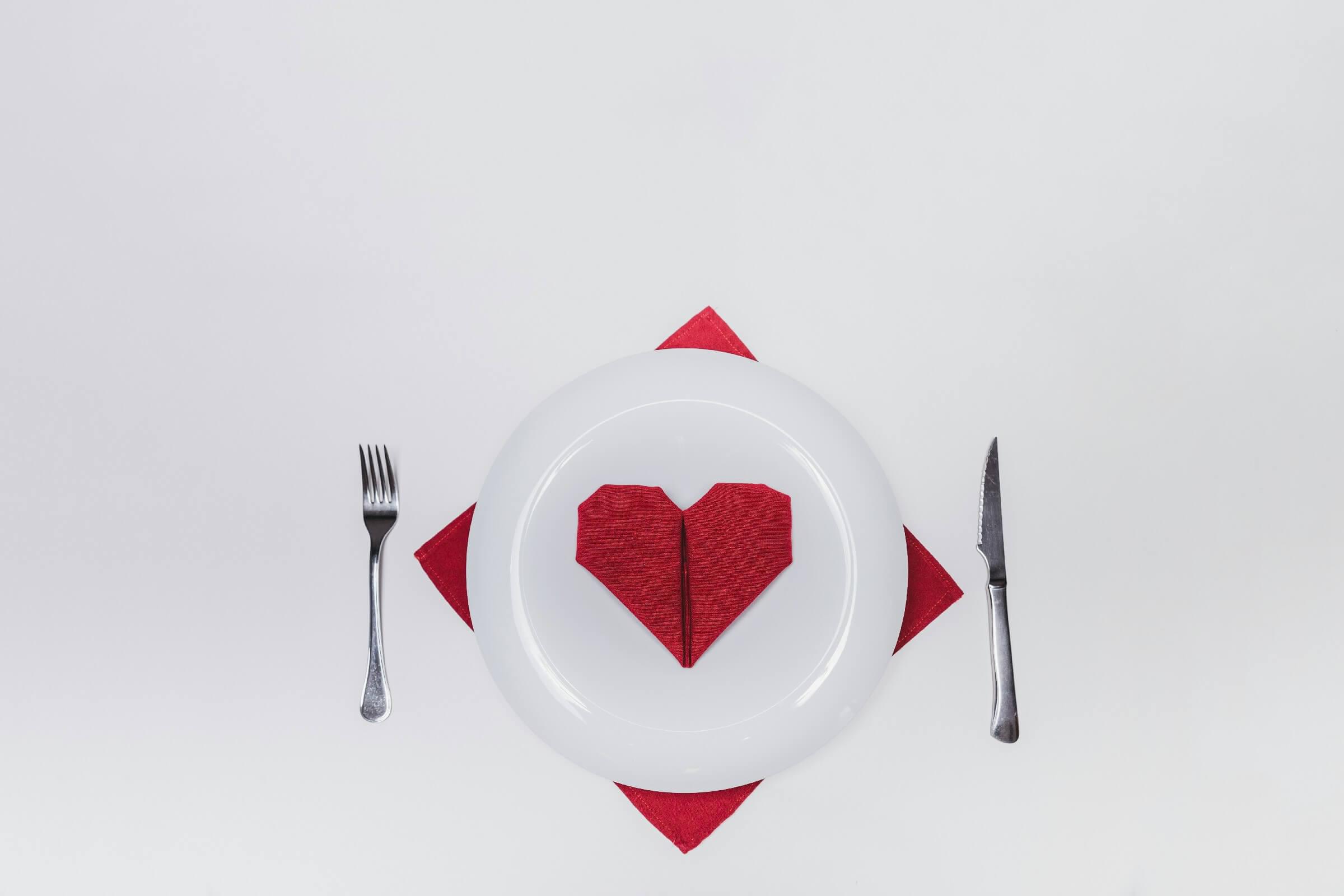 Heart shape napkin fold As valentine's decoration for office