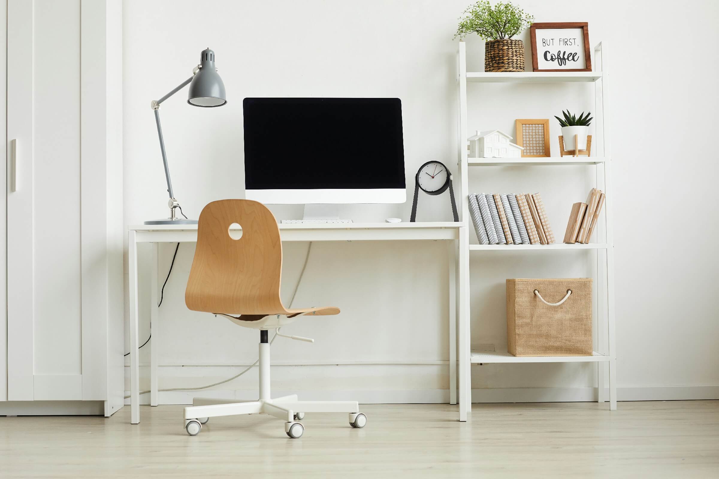 Enhance your office desk decor with shelves