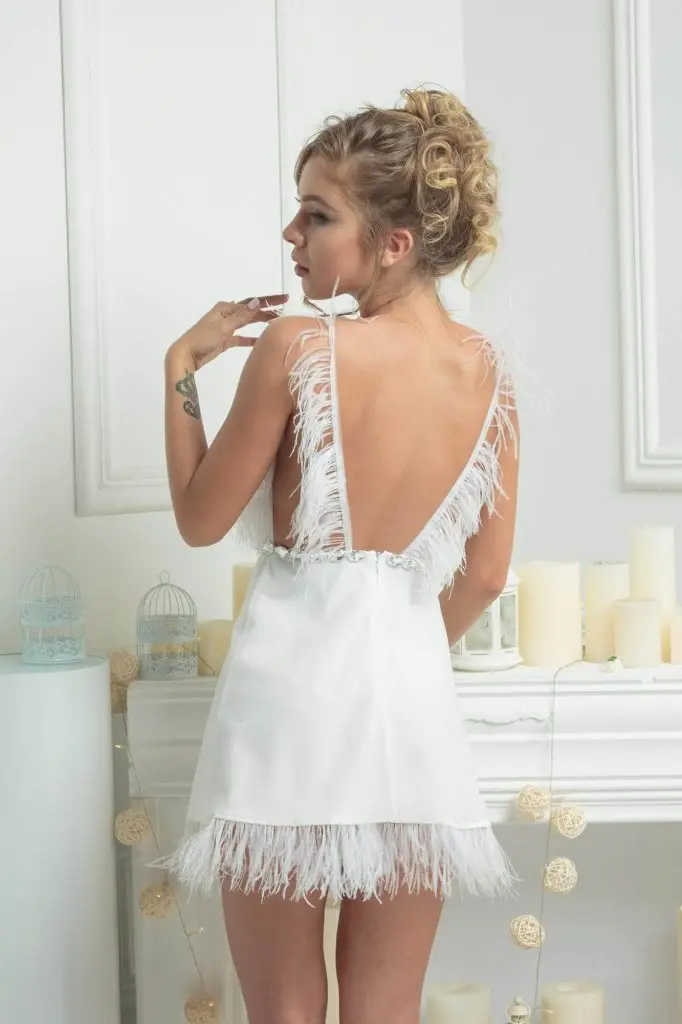 Open back mini bridal shower gown