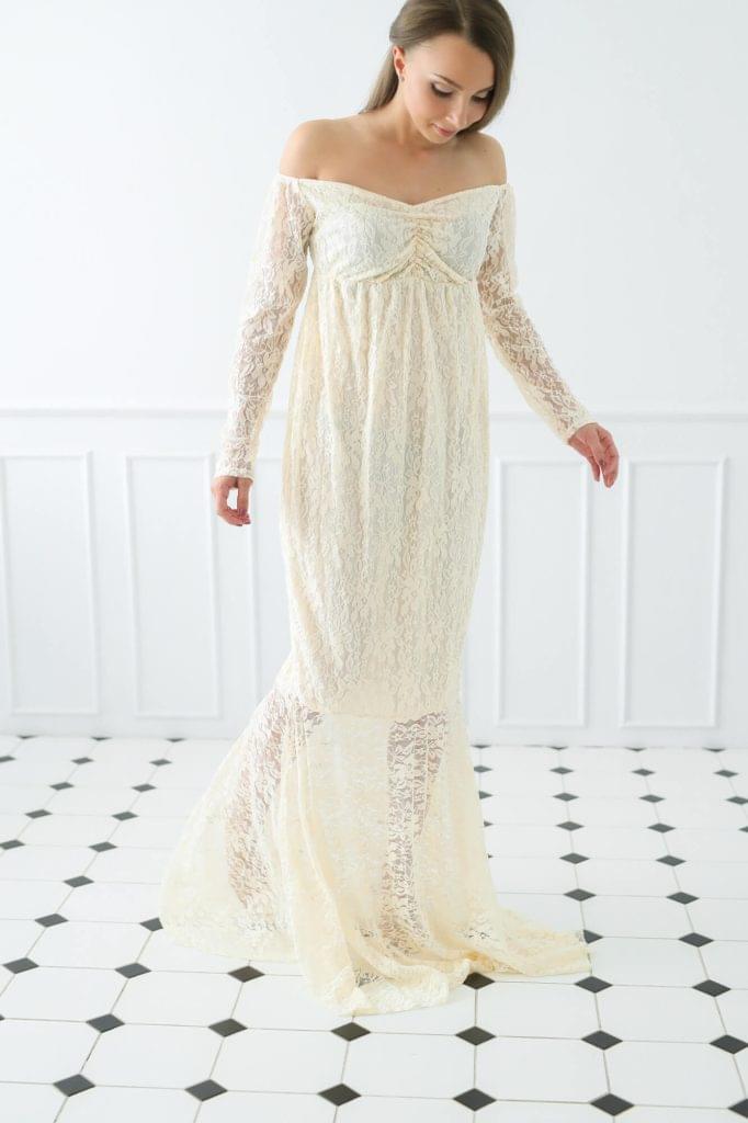 Off-shoulder bridal shower gown